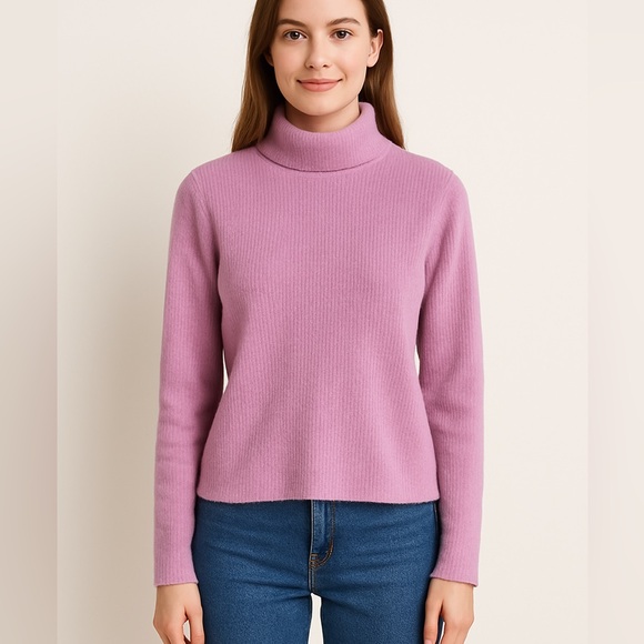 Talbots Sweaters - Talbots Lilac Turtleneck Ribbed Sweater Velour Feel